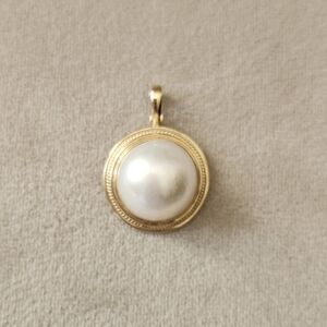 14K Gold Mabe Pearl Pendant Enhancer Vintage